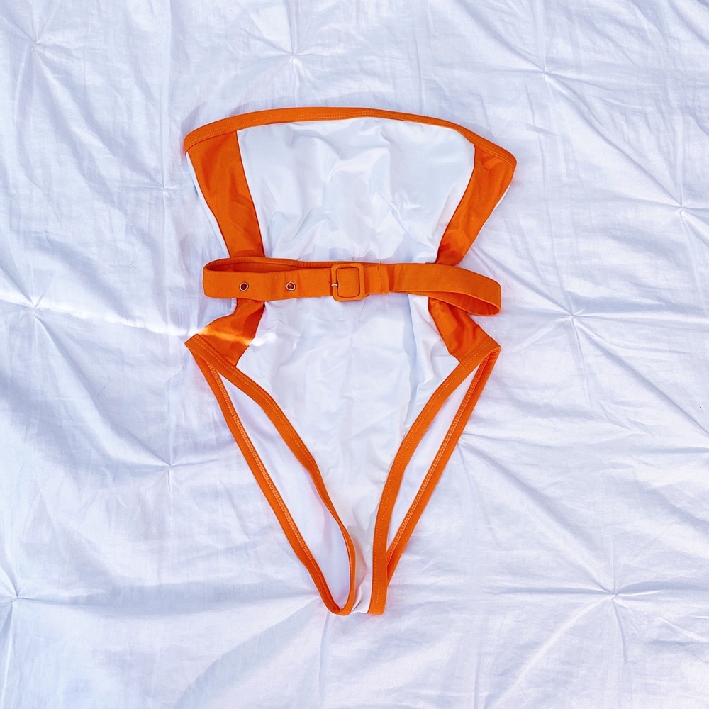 Orange and white one piece